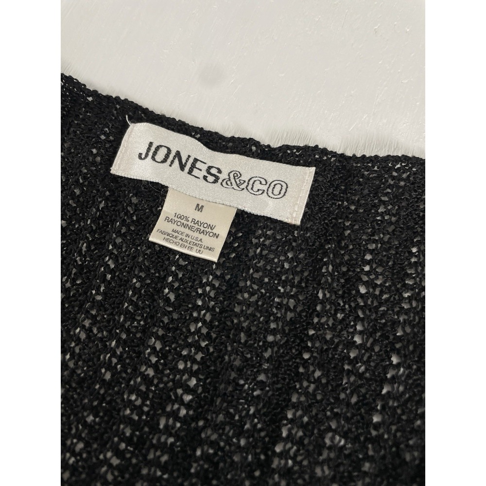Y2K Vintage Black Crocheted Boho Style Davie Milane Cardigan Sweater Jones & Co - Picture 5 of 14